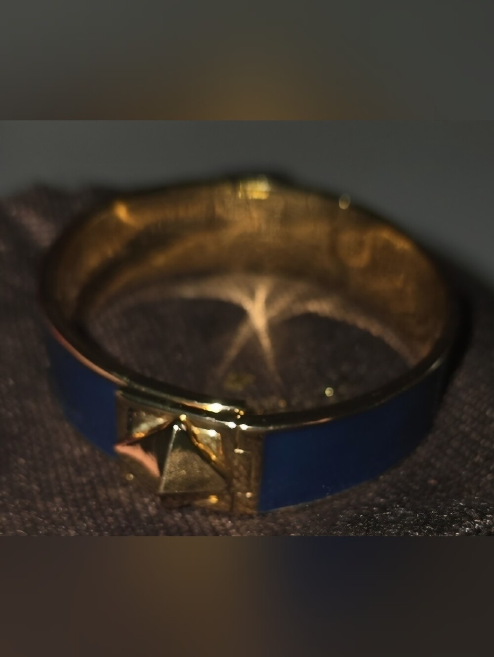 Kate Spade Gold and Navy Blue Studded Bracelet, Stud Twists To Open